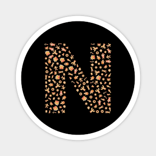 Letter N Initial Christmas Decorations Gingerbread Magnet